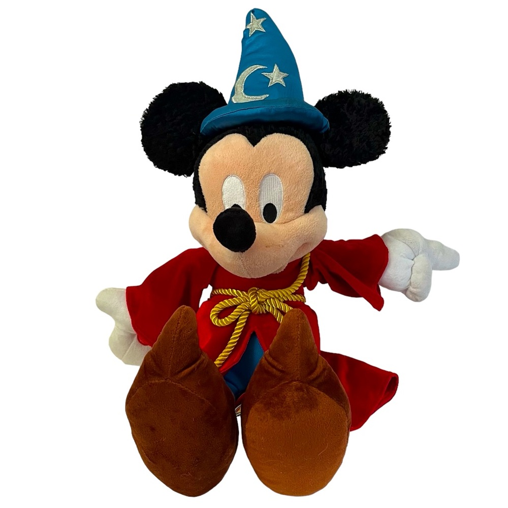 Disney Parks Sorcerer Mickey Wizard Plush With Red Blinking Pointer Finger